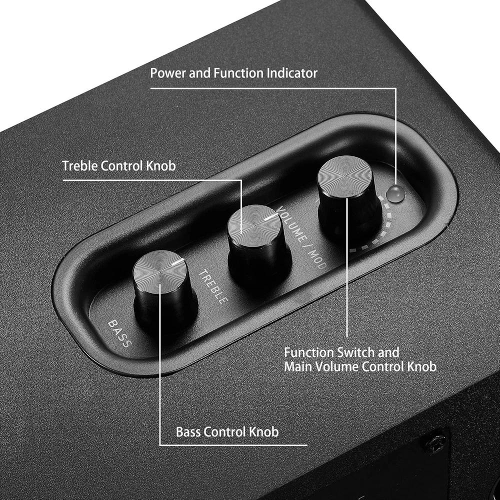 Kompiuterio kolonėlės Sanyun kompiuterinės lentynos garsiakalbiai Bluetooth 5.0, 60 W, aktyvūs, juodi, SW208