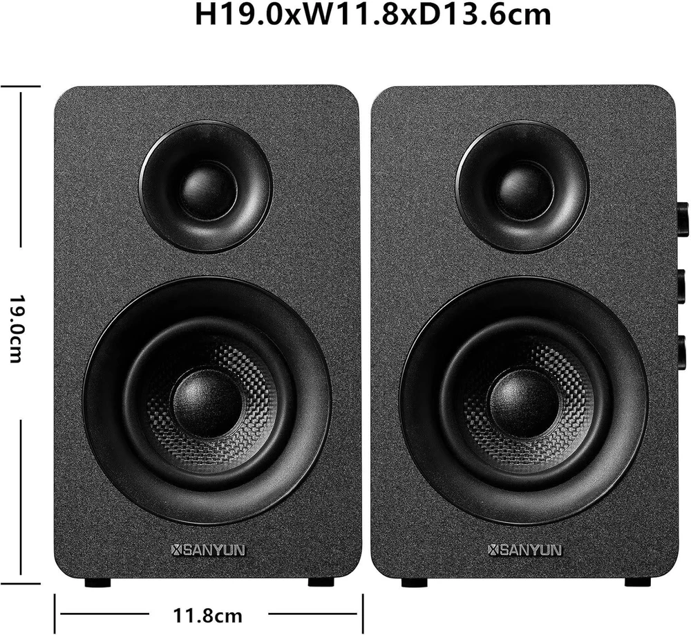 Kompiuterio kolonėlės Sanyun kompiuterinės lentynos garsiakalbiai Bluetooth 5.0, 60 W, aktyvūs, juodi, SW208