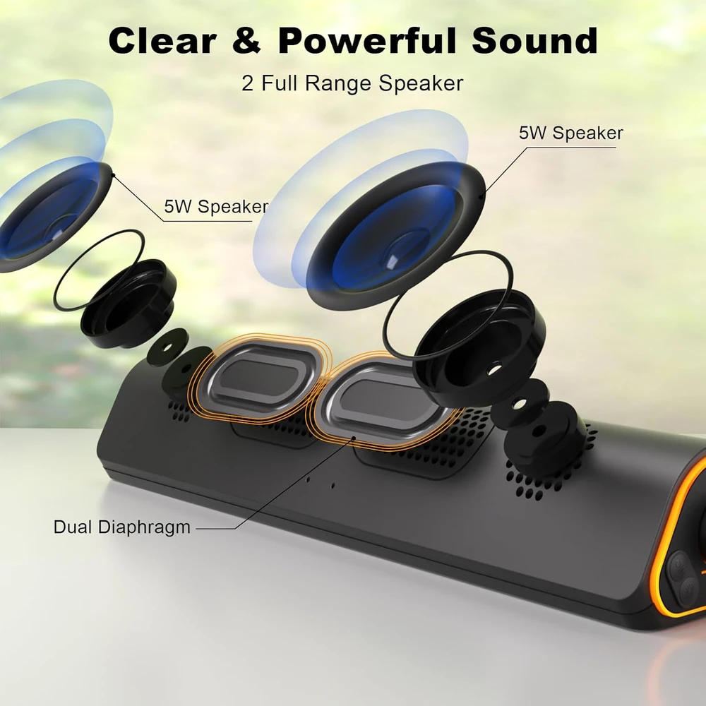 Kompiuterio kolonėlės SOULION kompiuterinė garso kolonėlė soundbar Bluetooth 5.3, 10 W, RGB apšvietimas, R50