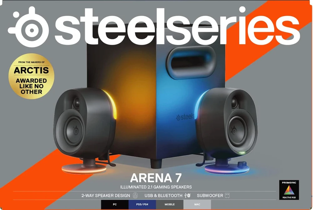 Kompiuterio kolonėlės SteelSeries Arena 7, Juodos spalvos