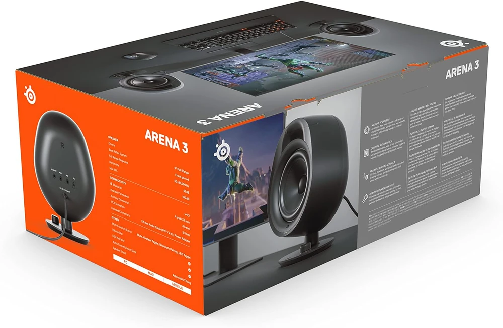 Kompiuterio kolonėlės SteelSeries Arena 3, Juodos spalvos