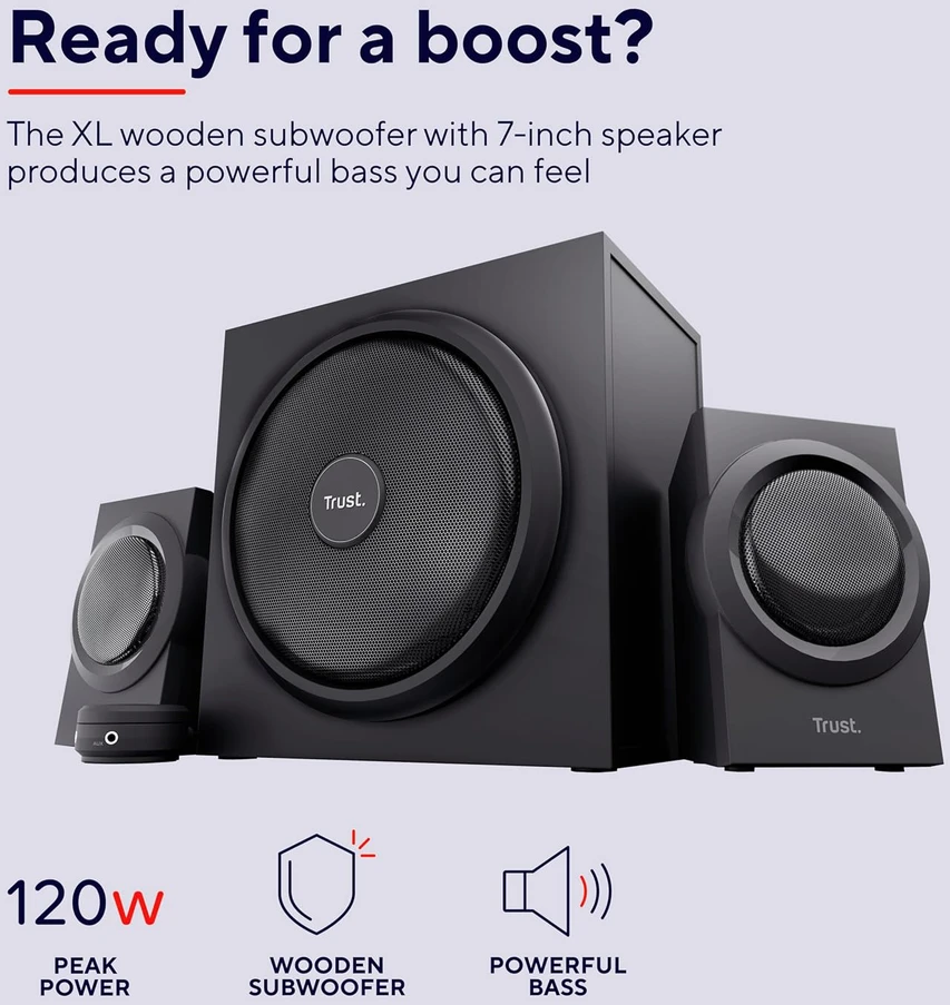 Kompiuterio kolonėlės Trust Yuri garsiakalbių komplektas 60 W Universal Juodas 2.1 kanalai 1 krypties 15 W