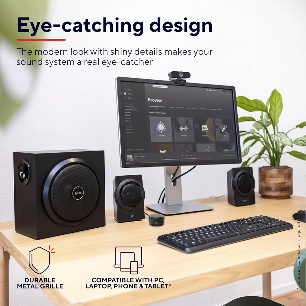 Kompiuterio kolonėlės Trust Yuri garsiakalbių komplektas 60 W Universal Juodas 2.1 kanalai 1 krypties 15 W