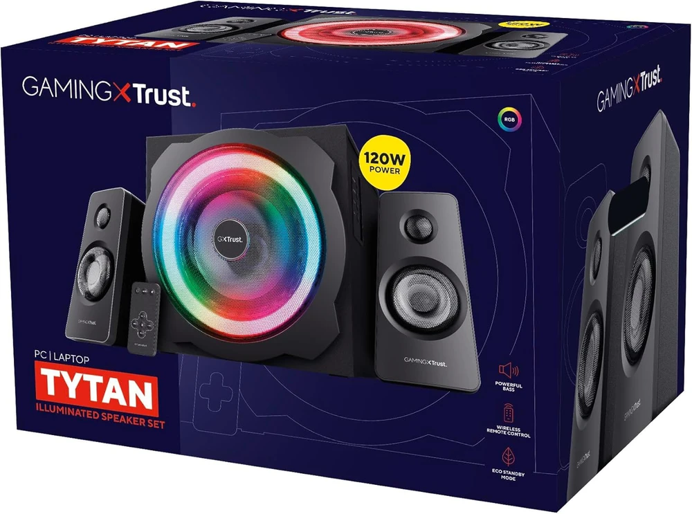 Kompiuterio kolonėlės Speaker Set Trust GXT 629 Tytan 2.1 RGB 22944 (2.1, juodos spalvos)