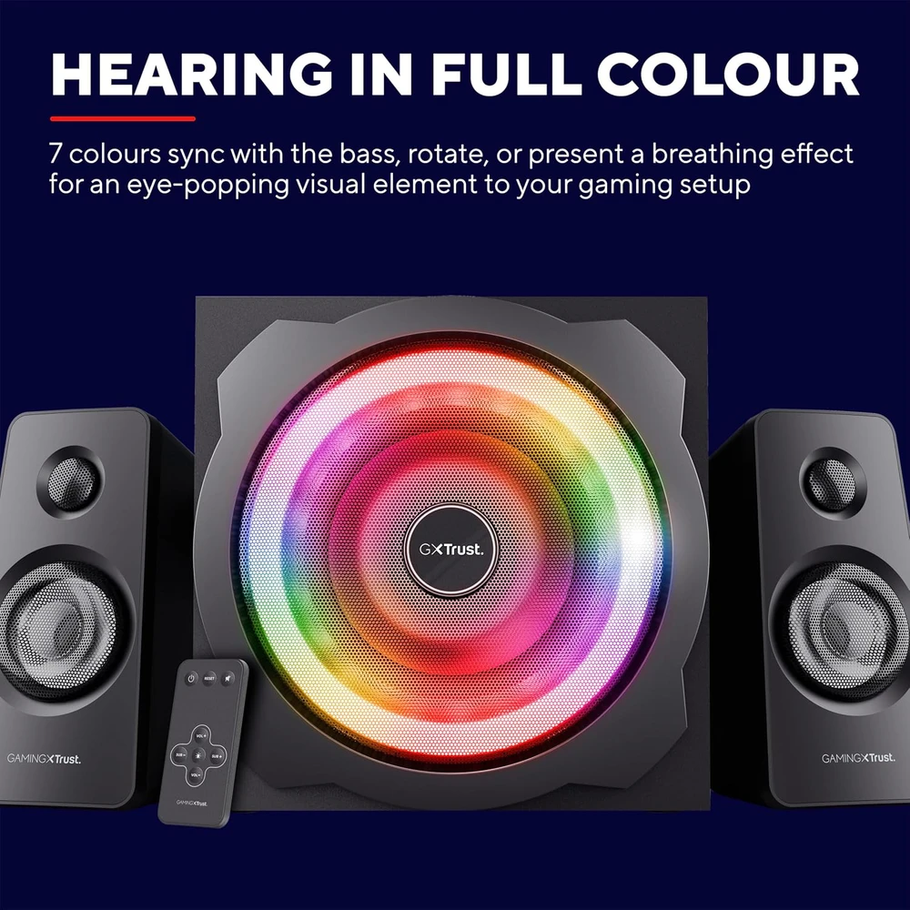 Kompiuterio kolonėlės Speaker Set Trust GXT 629 Tytan 2.1 RGB 22944 (2.1, juodos spalvos)