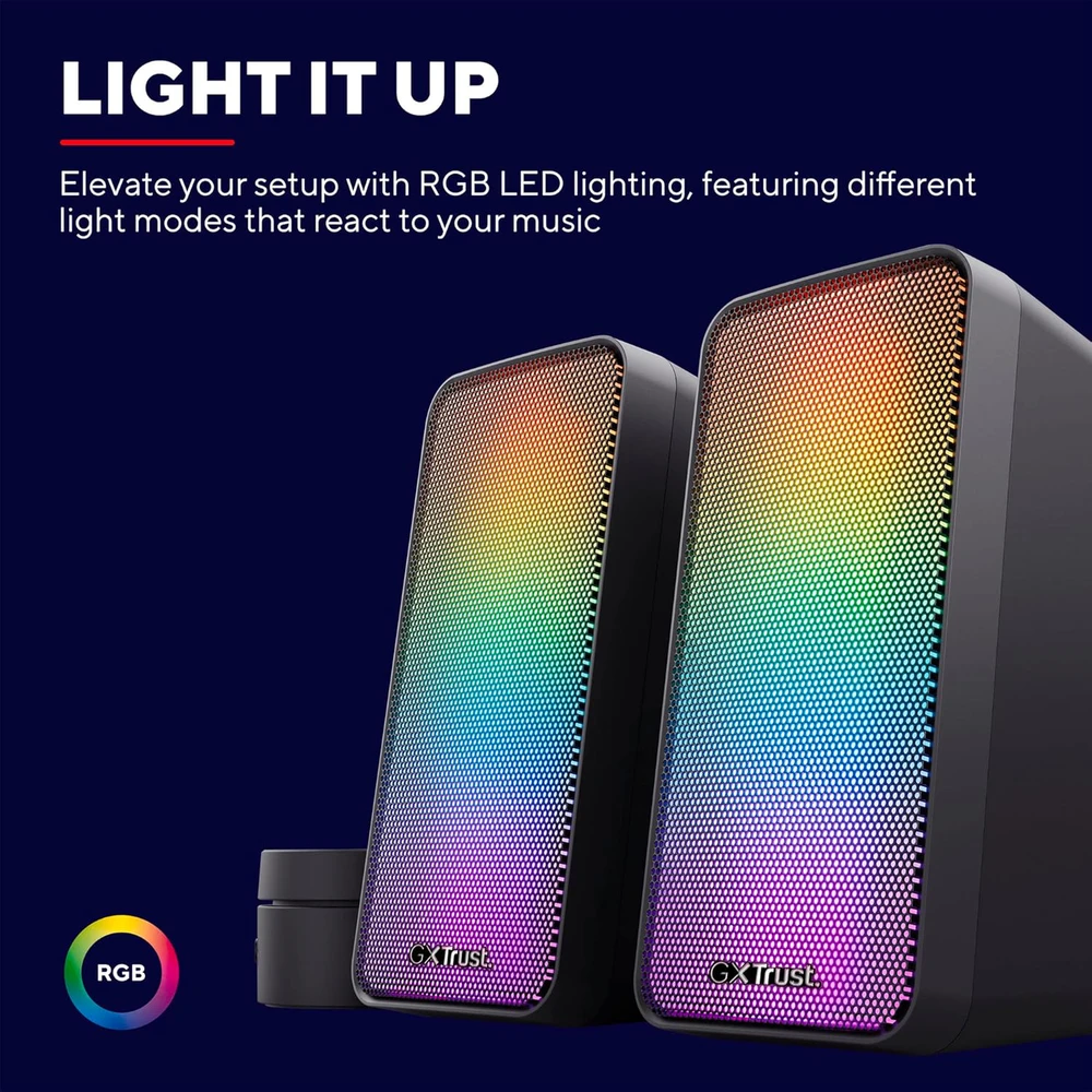 Kompiuterio kolonėlės TRUST GXT 611 Wezz RGB Illuminated 2.1 kolonėlės