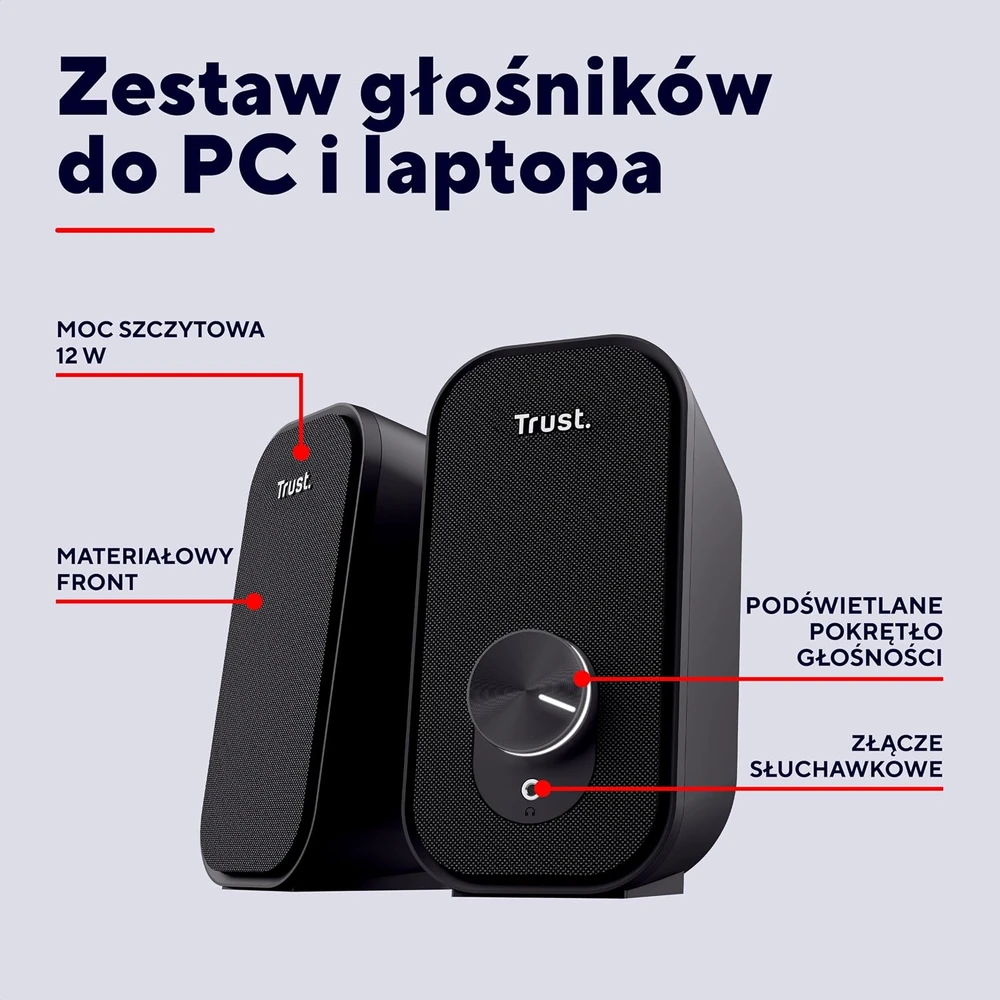 Kompiuterio kolonėlės Trust Orada 2.0 stereofoninės kompiuterinės kolonėlės, 12 W, USB-A maitinimas, 25878