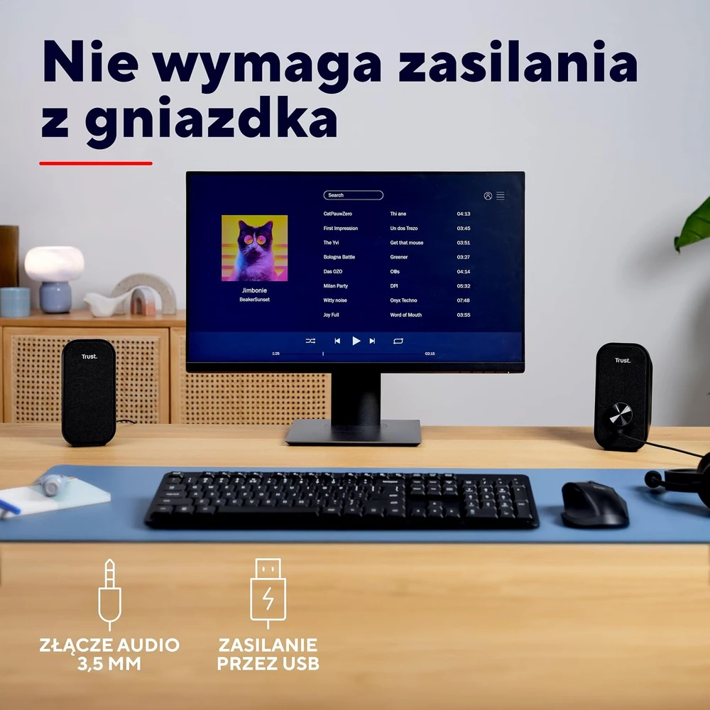 Kompiuterio kolonėlės Trust Orada 2.0 stereofoninės kompiuterinės kolonėlės, 12 W, USB-A maitinimas, 25878