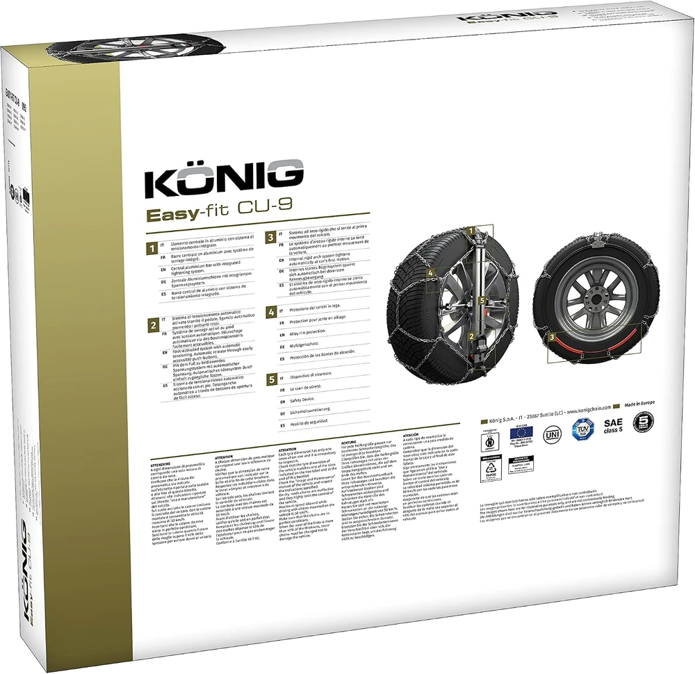 KÖNIG Easy-Fit CU-9 090 sniego grandinės automobiliams, 9 mm, 2 vnt., 2004115090