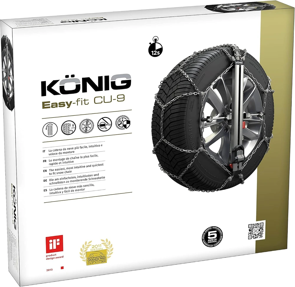 KÖNIG Easy-Fit CU-9 090 sniego grandinės automobiliams, 9 mm, 2 vnt., 2004115090