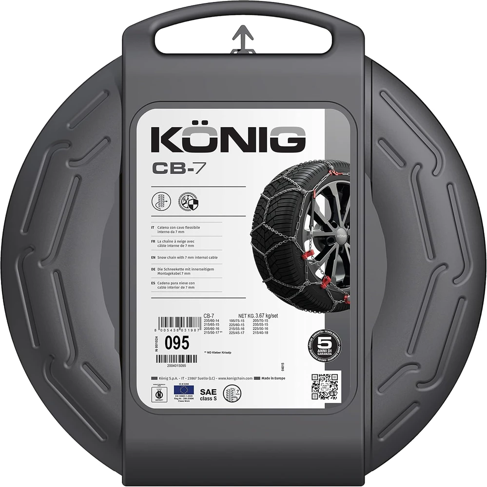 KÖNIG sniego grandinės automobiliui su rankiniu įtempimu, 7 mm, CB-7 100