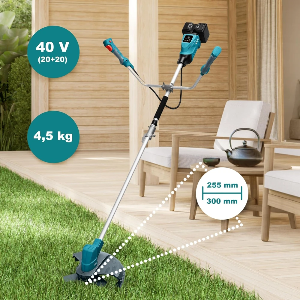 Könner & Söhnen akumuliatorinis žoliapjovės rinkinys, 40 V, 3 dantų peilis, 2 mm pjovimo storis, KS BCT-40 V