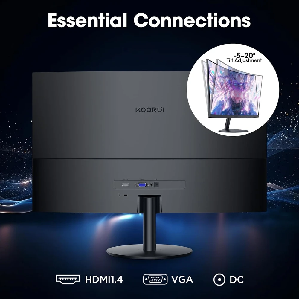 KOORUI lenktas 24 colių FHD VA monitorius 60 Hz 1800R HDMI VGA 24N5CA