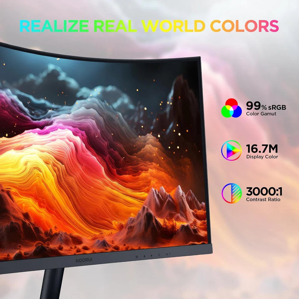 KOORUI lenktas 27 colių Full HD monitorius 75 Hz su HDMI ir VGA, 27N5CA