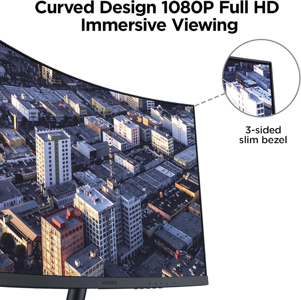 KOORUI lenktas 27 colių Full HD monitorius 75 Hz su HDMI ir VGA, 27N5CA