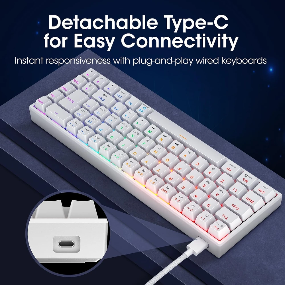 KOORUI mechaninė žaidimų klaviatūra 60 %, 69 klavišai, RGB, USB-C, MKC01