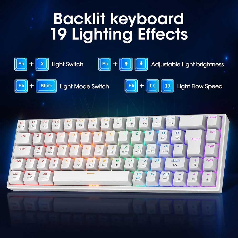 KOORUI mechaninė žaidimų klaviatūra 60 %, 69 klavišai, RGB, USB-C, MKC01