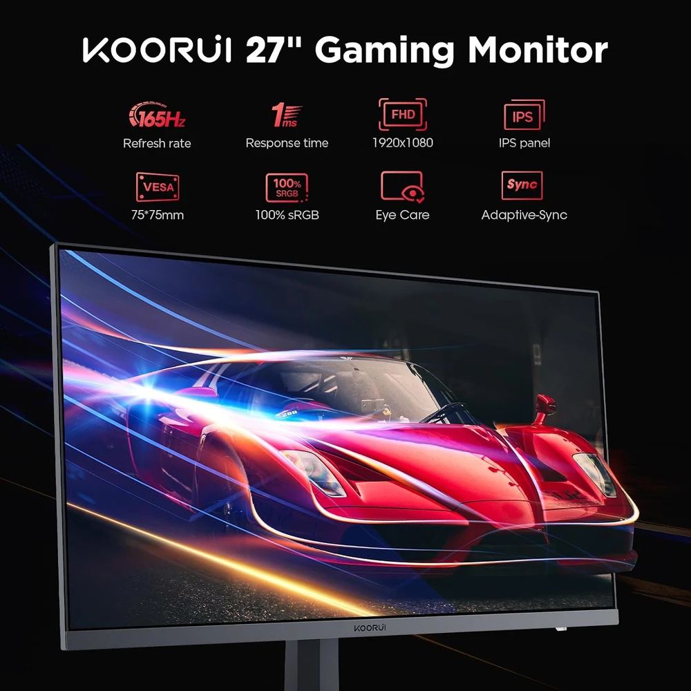 KOORUI žaidimų monitorius 27 colių Full HD IPS 165 Hz 1 ms Adaptive Sync GN06