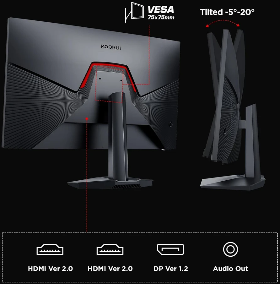 KOORUI žaidimų monitorius 27 colių Full HD IPS 165 Hz 1 ms Adaptive Sync GN06