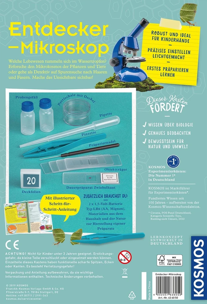 Kosmos vaikiškas mikroskopas, iki 600 ×, 636050