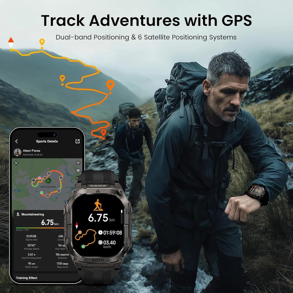 Kospet išmanusis laikrodis Tank M3 49 mm AMOLED ekranas Bluetooth skambinimas IP69K juodas