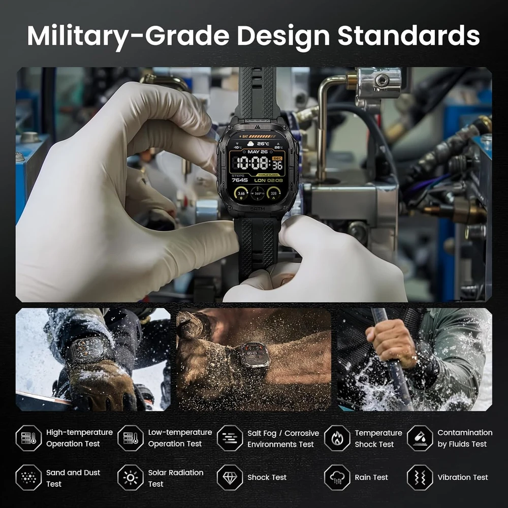 Kospet išmanusis laikrodis Tank M3 49 mm AMOLED ekranas Bluetooth skambinimas IP69K juodas