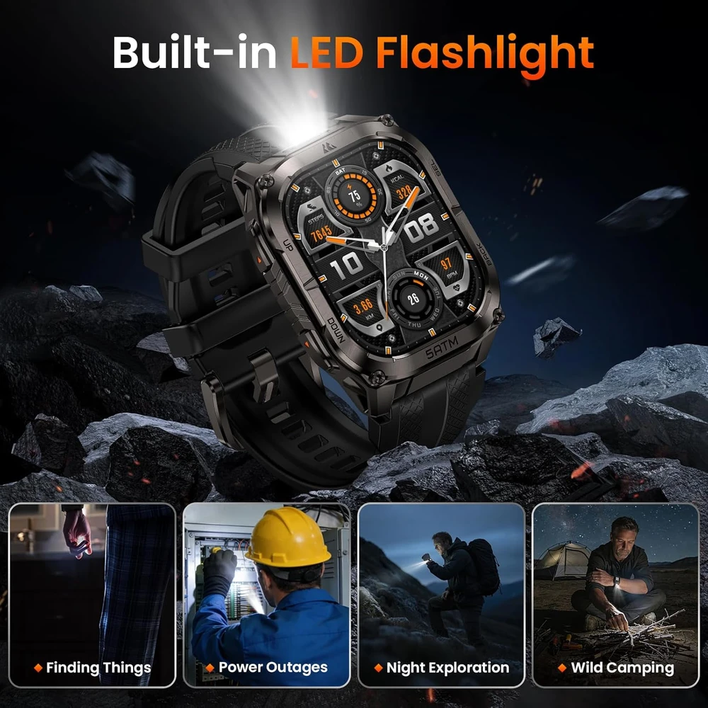 Kospet išmanusis laikrodis Tank M3 49 mm AMOLED ekranas Bluetooth skambinimas IP69K juodas