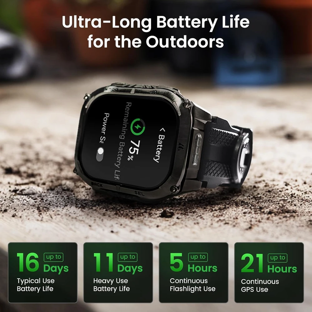Kospet išmanusis laikrodis Tank M3 49 mm AMOLED ekranas Bluetooth skambinimas IP69K juodas