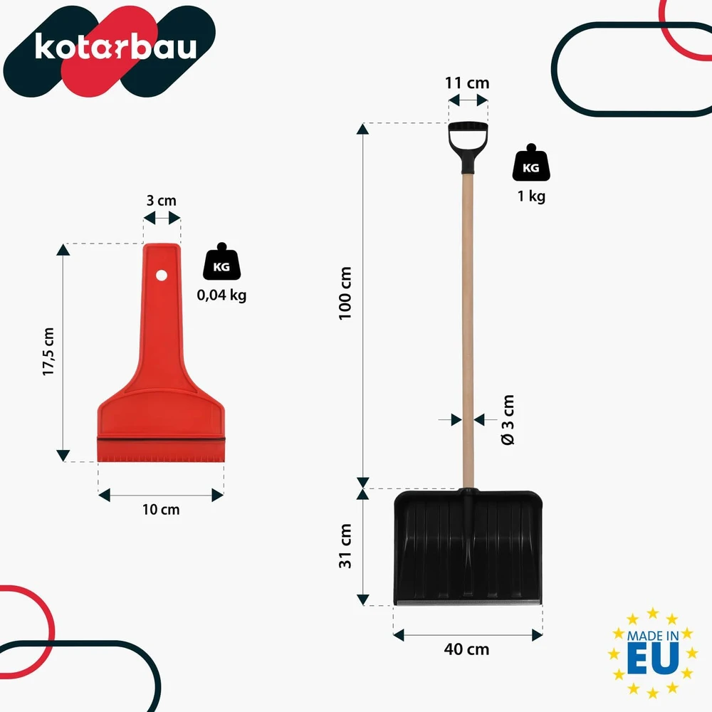KOTARBAU sniego kastuvų rinkinys 2 vnt. su mediniais kotais ir ledo grandikliu ZSY3587K