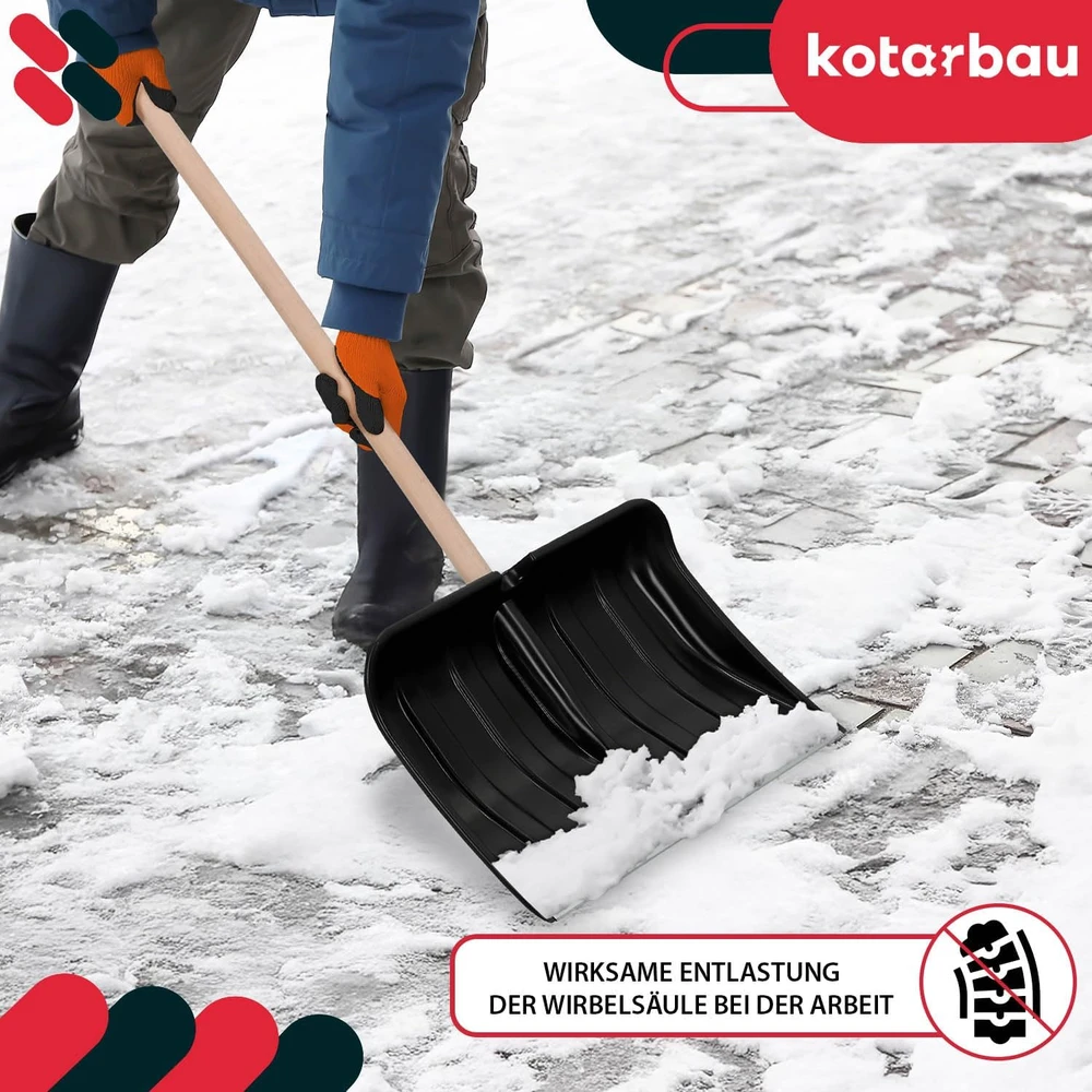 KOTARBAU sniego kastuvų rinkinys 2 vnt. su mediniais kotais ir ledo grandikliu ZSY3587K