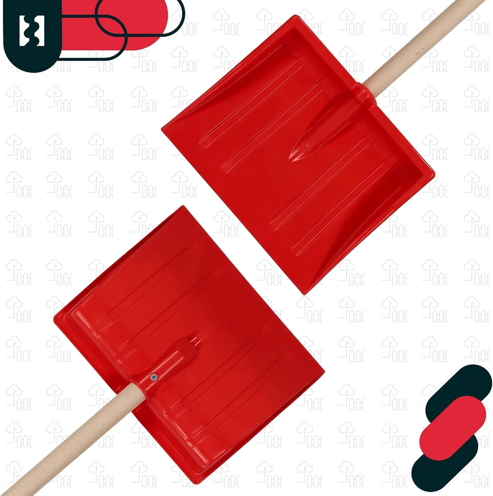 KOTARBAU vaikiškas sniego kastuvas su mediniu kotu, 82 cm, raudonas, S429K