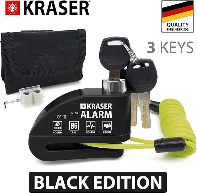 KRASER KR6Y Diskinis užraktas su signalizacija, juodas