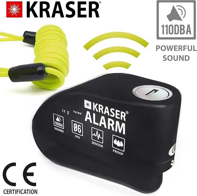 KRASER KR6Y Diskinis užraktas su signalizacija, juodas