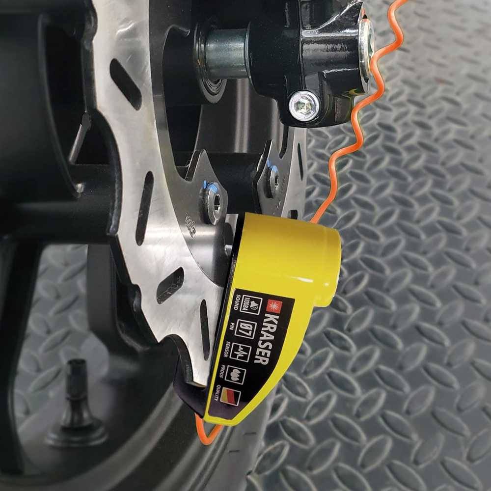 KRASER motociklo stabdžių disko spyna su signalizacija, 7 mm kaištis, USB įkraunama, KR7Y