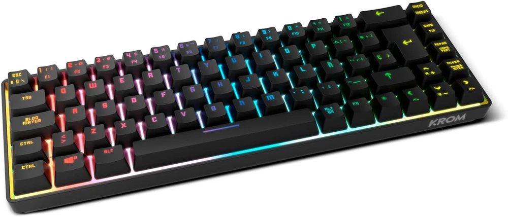 KROM membraninė 68 klavišų žaidimų klaviatūra su RGB apšvietimu, 62 %, USB, NXKROMKALISTASP