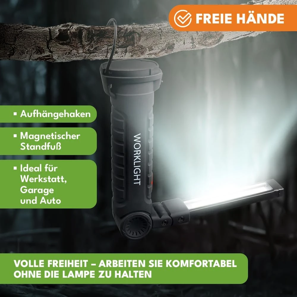 KRUMAD LED dirbtuvinė lempa su magnetiniu pagrindu, USB įkraunama, IP65, KMD339