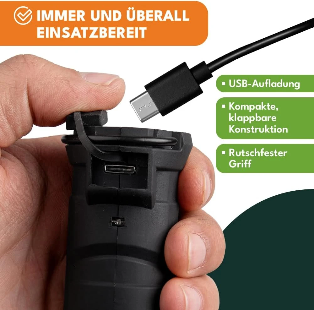 KRUMAD LED dirbtuvinė lempa su magnetiniu pagrindu, USB įkraunama, IP65, KMD339