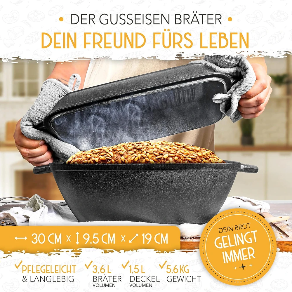 KRUSTENZAUBER ketaus ovalus kepimo puodas su dangčiu, 28 cm, 3,6 l talpa, orkaitei ir indukcijai, KRZ 4