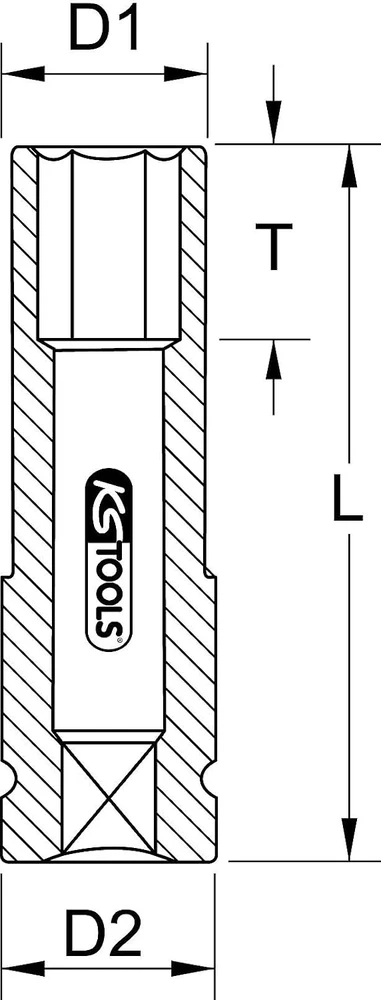 KS Tools smūginė galvutė aliuminio ratlankiams 1/2 col., 17 mm, ilga 515.1073
