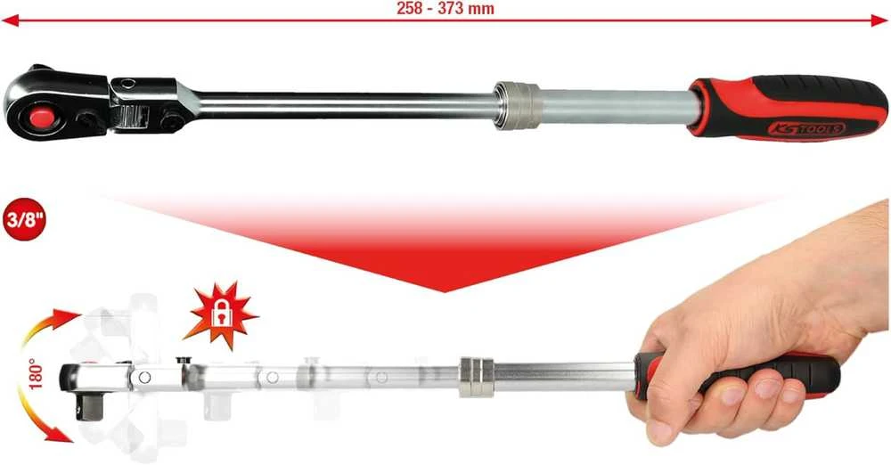 KS Tools teleskopinis perjungiamas terkšlinis raktas 3/8", 72 dantukai, 914.3820