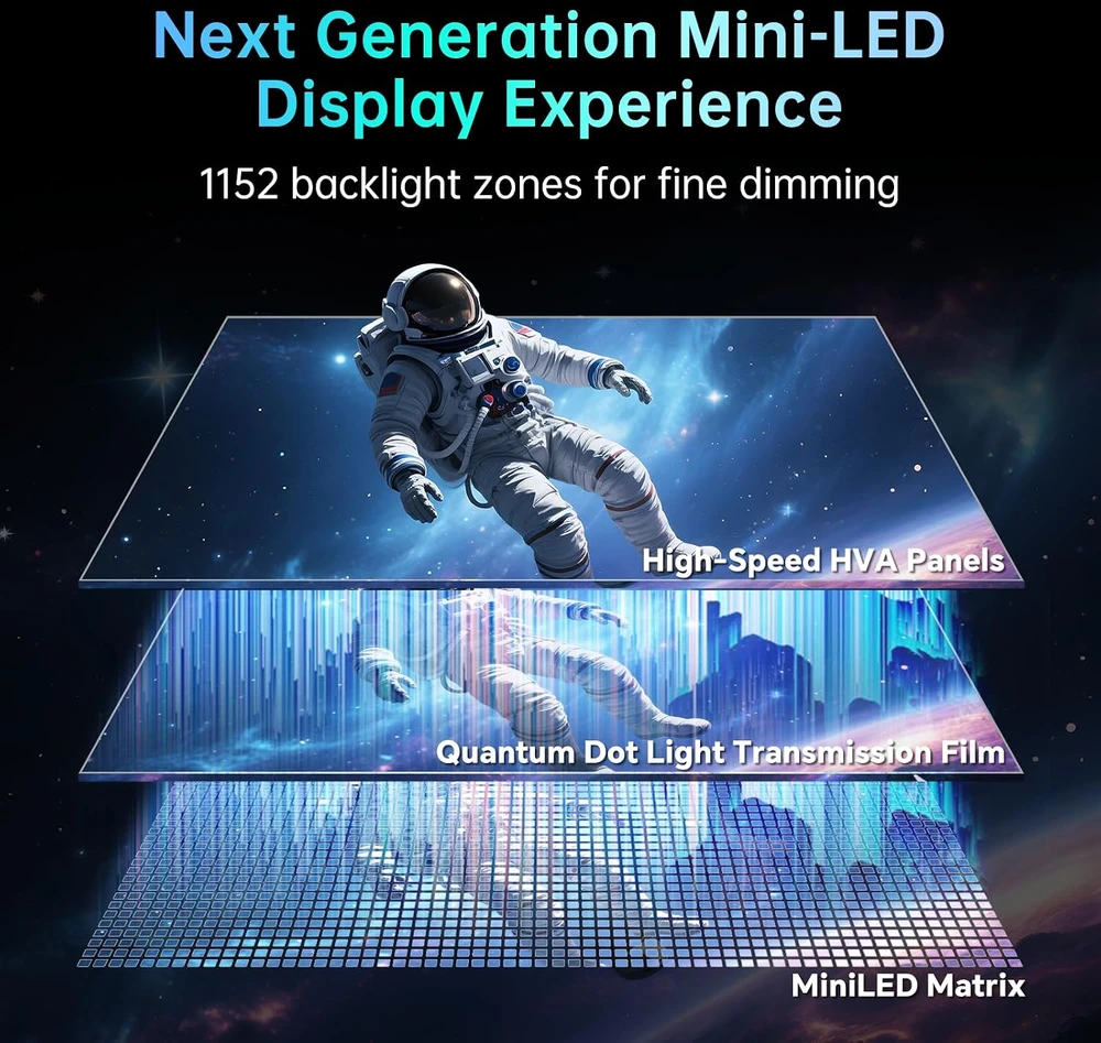 KTC žaidimų monitorius 27 colių Mini LED QHD 180 Hz HDR1400 M27T6