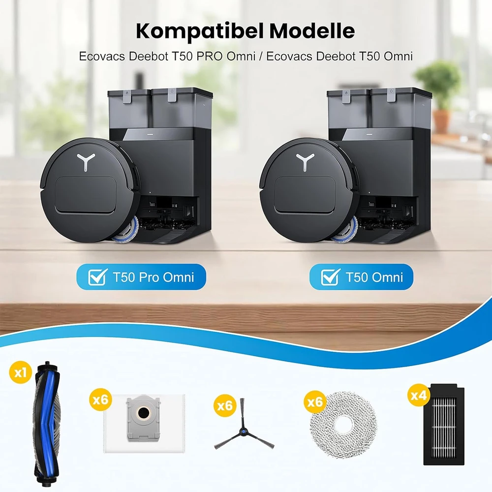 KTNAid priedų rinkinys robotui dulkių siurbliui Ecovacs Deebot T50 Pro Omni, 24 vnt.