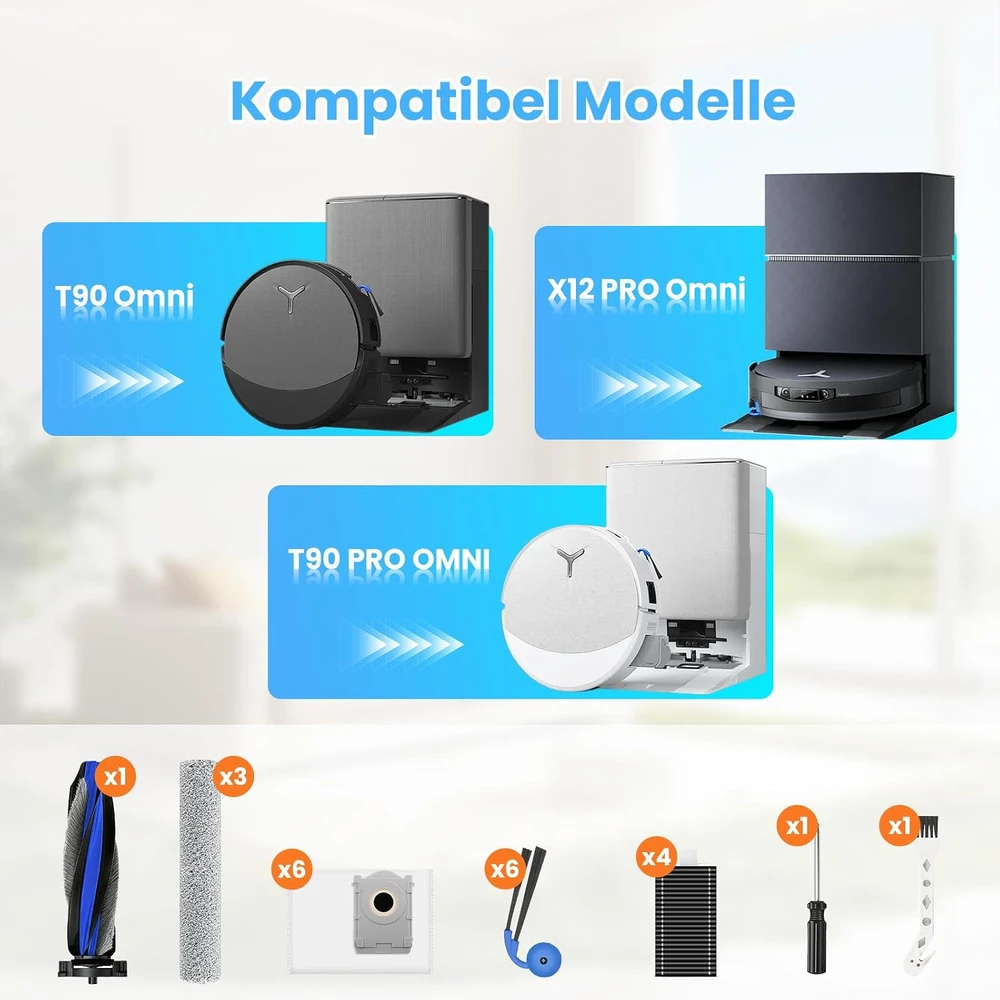 KTNAid robotų dulkių siurblių priedų rinkinys Ecovacs Deebot T90 Omni, T90 PRO Omni ir X12 PRO Omni, 22 vnt.