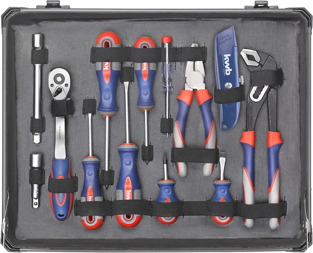 KWB įrankių lagaminas su 51 dalių rinkiniu, plastikinis, atsparus smūgiams, modelis 370740