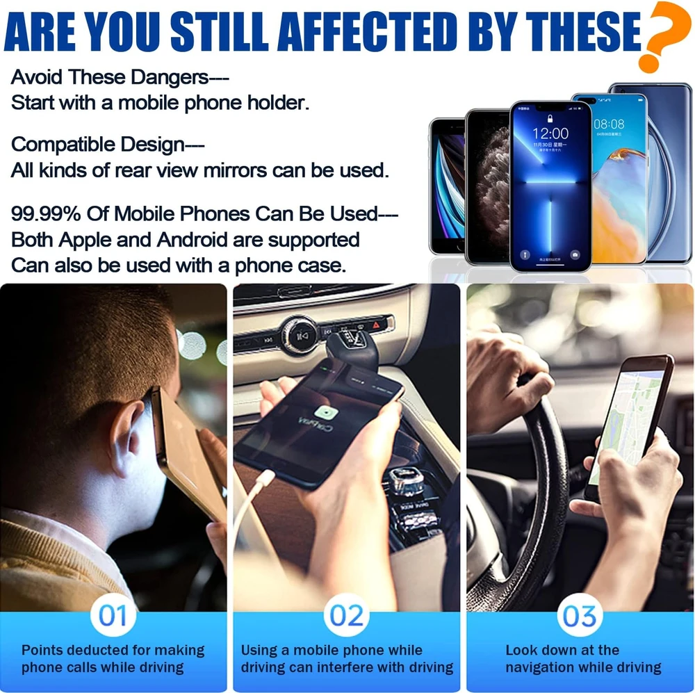 Kyduu automobilinis telefono laikiklis su 360° pasukimu, reguliuojama svirtimi ir ABS d6413c51-fd0c-4428-a131-b5bd8c44f315