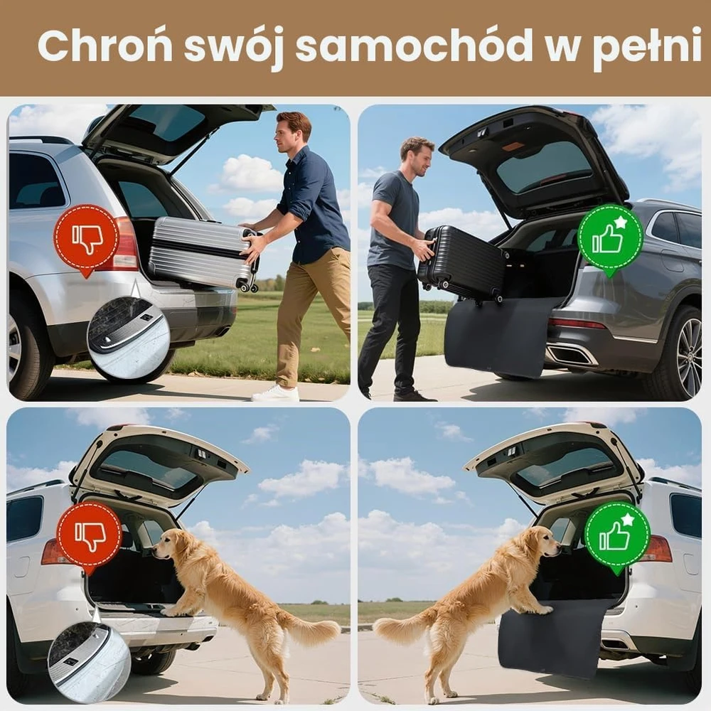 KYG automobilio bagažinės ir buferio apsauginis kilimėlis šunims, atsparus vandeniui, 105 × 80 cm, 006954
