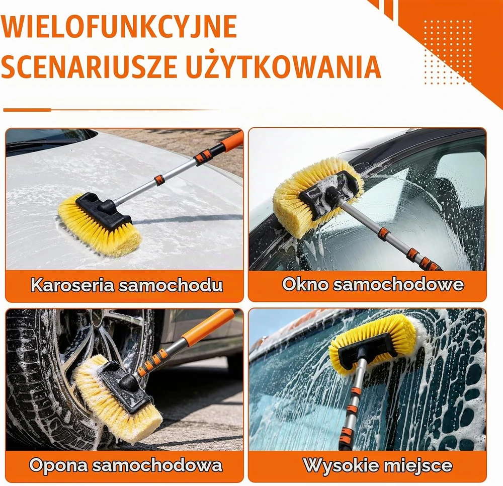 LAANPOLE teleskopinis automobilio plovimo šepetys su 3,6 m kotu ir 30 cm minkštais šeriais 001