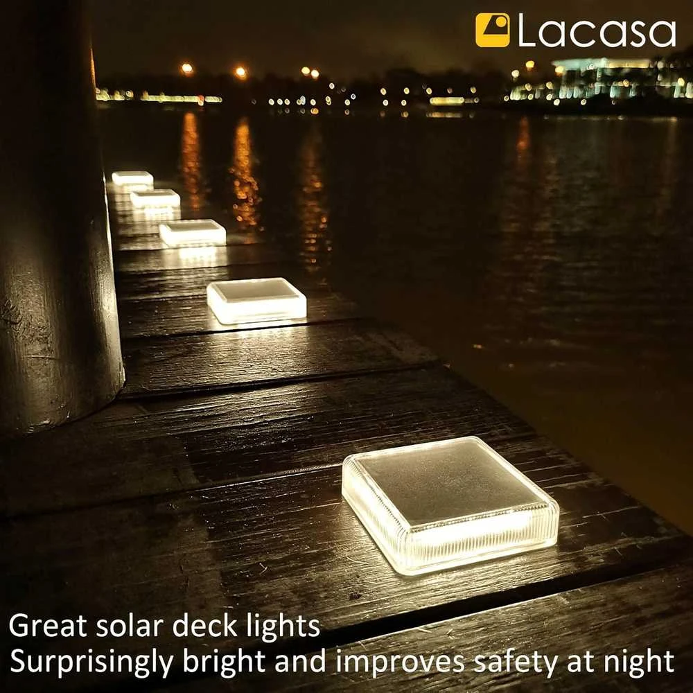 Lacasa saulės energija maitinami LED lauko grindinio šviestuvai, IP68, 4 vnt., natūrali balta, 4000 K, 8,6 × 8,6 cm