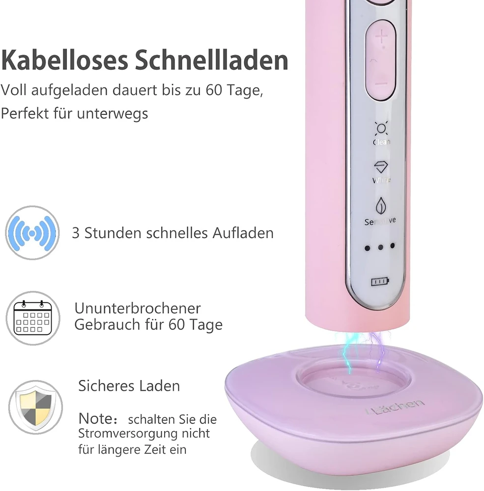 Lächen soninis elektrinis dantų šepetėlis su 9 valymo nustatymais TY-T8-PK