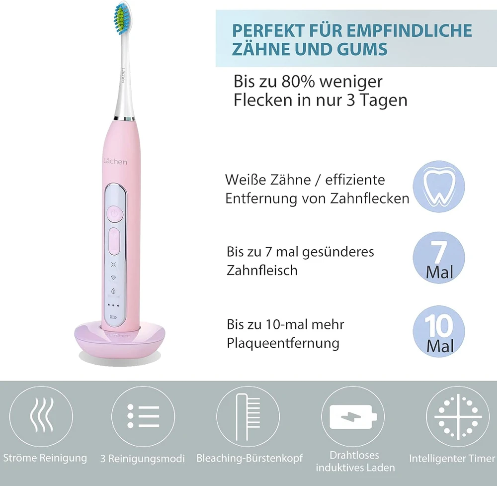 Lächen soninis elektrinis dantų šepetėlis su 9 valymo nustatymais TY-T8-PK